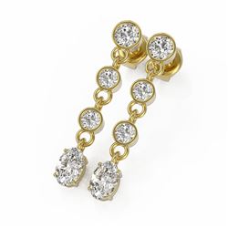 2 ctw Oval Cut Diamond Designer Earrings 18K Yellow Gold - REF-239N9F