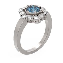 2.18 ctw Intense Blue Diamond Ring 18K White Gold - REF-268X2A