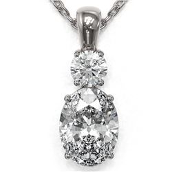 1.25 ctw Oval Cut Diamond Designer Necklace 18K White Gold - REF-309Y2X