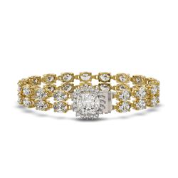 13.82 ctw Cushion Cut & Oval Diamond Bracelet 18K Yellow Gold - REF-1648G8W