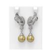 Image 1 : 3.73 ctw Diamond & Pearl Earrings 18K White Gold - REF-426A8N