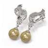 Image 3 : 3.73 ctw Diamond & Pearl Earrings 18K White Gold - REF-426A8N