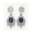 Image 1 : 16.04 ctw Sapphire & Diamond Earrings 18K Yellow Gold - REF-889M3G