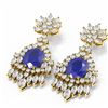 Image 3 : 16.04 ctw Sapphire & Diamond Earrings 18K Yellow Gold - REF-889M3G