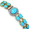 Image 2 : 21.22 ctw Turquoise & Diamond Bracelet 14K Yellow Gold - REF-218H2R