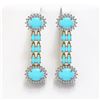 Image 1 : 9.94 ctw Turquoise & Diamond Earrings 14K Yellow Gold - REF-172W5H