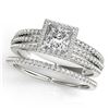 Image 1 : 1.3 ctw Certified VS/SI Princess Diamond 2pc Set Halo 14k White Gold - REF-182M2G