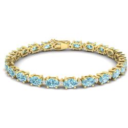 19.7 ctw Sky Blue Topaz & VS/SI Diamond Eternity Bracelet 10k Yellow Gold - REF-98H2R