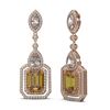 Image 2 : 13.85 ctw Canary Citrine & Diamond Earrings 18K Rose Gold - REF-776F9M