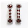 Image 1 : 11.7 ctw Garnet & Diamond Earrings 14K White Gold - REF-174H2R