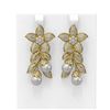 Image 1 : 3.05 ctw Diamond & Pearl Earrings 18K Yellow Gold - REF-328H2R