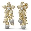 Image 2 : 3.05 ctw Diamond & Pearl Earrings 18K Yellow Gold - REF-328H2R