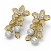 Image 3 : 3.05 ctw Diamond & Pearl Earrings 18K Yellow Gold - REF-328H2R