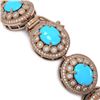 Image 3 : 38.17 ctw Turquoise & Diamond Victorian Bracelet 14K Rose Gold - REF-1179W3H