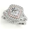 Image 1 : 1.82 ctw Certified VS/SI Diamond 2pc Set Solitaire Halo 14k 2Tone Gold - REF-334G3W