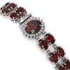 Image 2 : 28.52 ctw Garnet & Diamond Bracelet 14K White Gold - REF-218H2R