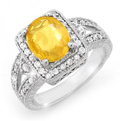 3.55 ctw Yellow Sapphire & Diamond Ring 14k White Gold - REF-118A2N