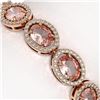 Image 3 : 20.18 ctw Morganite & Diamond Micro Pave Halo Bracelet 10k Rose Gold - REF-377G3W