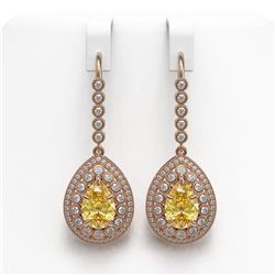 8.15 ctw Canary Citrine & Diamond Victorian Earrings 14K Rose Gold - REF-244M8G