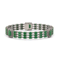 29.64 ctw Emerald & Diamond Bracelet 14K White Gold - REF-418A2N