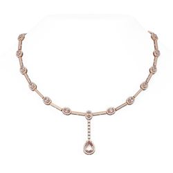 15.11 ctw Morganite & Diamond Necklace 18K Rose Gold - REF-890M9G