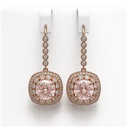 11.6 ctw Morganite & Diamond Victorian Earrings 14K Rose Gold - REF-393K3Y