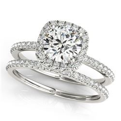 1.20 ctw Certified VS/SI Diamond 2pc Wedding Set Halo 14k White Gold - REF-146Y8X