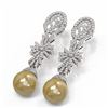 Image 3 : 3.61 ctw Diamond & Pearl Earrings 18K White Gold - REF-314R8K