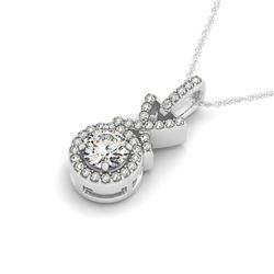 1.35 ctw Certified VS/SI Diamond Halo Necklace 14k White Gold - REF-292A8N