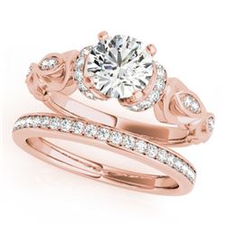 1.40 ctw Certified VS/SI Diamond 2pc Wedding Set Antique 14k Rose Gold - REF-320N5F