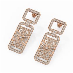 4 ctw Diamond Designer Earrings 18K Rose Gold - REF-322X8A