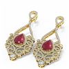 Image 3 : 11.26 ctw Ruby & Diamond Earrings 18K Yellow Gold - REF-525G5W