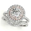 Image 1 : 1.16 ctw Certified VS/SI Diamond 2pc Set Solitaire Halo 14k 2Tone Gold - REF-121M4G