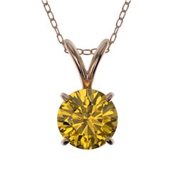 0.73 ctw Certified Intense Yellow Diamond Necklace 10k Rose Gold - REF-82Y2X