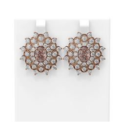 8.48 ctw Morganite & Diamond Earrings 18K Rose Gold - REF-345H5R