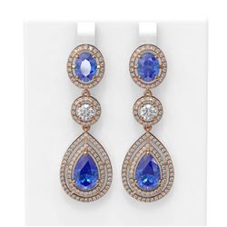 14.42 ctw Tanzanite & Diamond Earrings 18K Rose Gold - REF-800Y2X