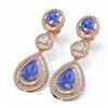 Image 3 : 14.42 ctw Tanzanite & Diamond Earrings 18K Rose Gold - REF-800Y2X