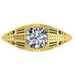 1 ctw Solitaire Certified VS/SI Diamond Ring Art Deco 14k Yellow Gold - REF-350G2W