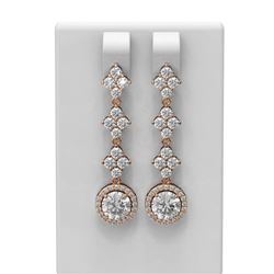 3.85 ctw Diamond Earrings 18K Rose Gold - REF-415H3R