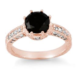 2.0 ctw VS Certified Black & White Diamond Ring 14k Rose Gold - REF-100A2N