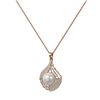 Image 3 : 1.15 ctw Diamond & Pearl Necklace 18K Rose Gold - REF-164K8Y