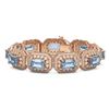 49.14 ctw Aquamarine & Diamond Victorian Bracelet 14K Rose Gold - REF-1361M5G
