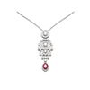 Image 1 : 7.24 ctw Ruby & Diamond Necklace 18K White Gold - REF-700W2H