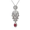 Image 3 : 7.24 ctw Ruby & Diamond Necklace 18K White Gold - REF-700W2H