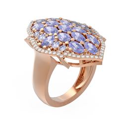 6.14 ctw Tanzanite & Diamond Ring 18K Rose Gold - REF-229K3Y