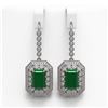 14.16 ctw Certified Emerald & Diamond Victorian Earrings 14K White Gold - REF-345H5R