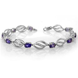 5.60 ctw Tanzanite & Diamond Bracelet 14k White Gold - REF-98K2Y