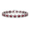 Image 1 : 15.2 ctw Ruby & Diamond Micro Pave Halo Bracelet 10k White Gold - REF-300R2K