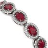 Image 3 : 15.2 ctw Ruby & Diamond Micro Pave Halo Bracelet 10k White Gold - REF-300R2K