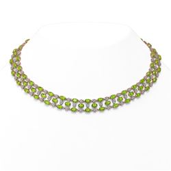 56.93 ctw Peridot & Diamond Necklace 10K Rose Gold - REF-527N3F